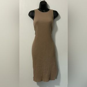 Beige midi fitted dress